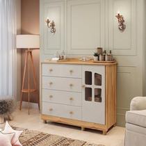 Cômoda de Bebê 1 Porta com Janela e 4 Gavetas 120cm 100% MDF Maya Clássico Espresso Móveis Off White/Amêndoa Cômoda de Bebê 1 Porta com Janela e 4 Gavetas 120cm 100% MDF Maya Clássico Espresso Móveis Off White/Amêndoa