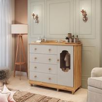 Cômoda de Bebê 1 Porta com Janela e 4 Gavetas 120cm 100% MDF Maya Provençal Yescasa Cômoda de Bebê 1 Porta com Janela e 4 Gavetas 120cm 100% MDF Maya Provençal Yescasa