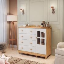 Cômoda de Bebê 120,30cm 1 Porta com Janela 4 Gavetas 100% MDF Maya Clássico Espresso Móveis Branco Brilho/Amêndoa Cômoda de Bebê 120,30cm 1 Porta com Janela 4 Gavetas 100% MDF Maya Clássico Espresso Móveis Branco Brilho/Amêndoa