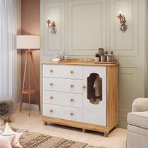 Cômoda de Bebê 120,30cm 1 Porta com Janela e 4 Gavetas 100% Mdf Maya Provençal Espresso Móveis Branco Brilho/Amêndoa Cômoda de Bebê 120,30cm 1 Porta com Janela e 4 Gavetas 100% Mdf Maya Provençal Espresso Móveis Branco Brilho/Amêndoa