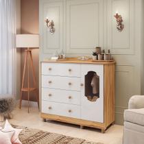 Cômoda de Bebê 120,30cm 1 Porta com Janela e 4 Gavetas 100% Mdf Maya Provençal Espresso Móveis