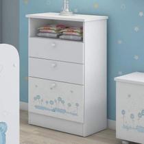 Cômoda de Bebê 2 Gavetas 1 Porta Kids Móveis Serpil Branco/Azul