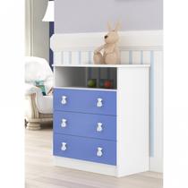 Cômoda de Bebê 3 Gavetas 1 Nicho Arco-Íris Azul/Branco Cômoda de Bebê 3 Gavetas 1 Nicho Arco-Íris Azul/Branco
