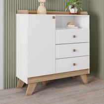 Cômoda de Bebê 3 Gavetas Noah Espresso Móveis Branco/Jequitibá