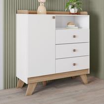 Cômoda de Bebê 3 Gavetas Noah Espresso Móveis Branco/Jequitibá