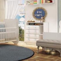 Cômoda de Bebê 4 Gavetas Baby Móveis Percasa Branco/Rosa/Azul