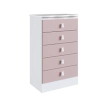 Cômoda de Bebê 5 Gavetas Móveis Percasa Branco/Rosa Cômoda de Bebê 5 Gavetas Móveis Percasa Branco/Rosa