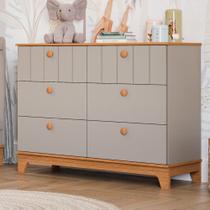 Cômoda de Bebê Biscoito 6 Gavetas 100% Mdf Fendi/Nature - Permóbili Cômoda de Bebê Biscoito 6 Gavetas 100% Mdf Fendi/Nature - Permóbili