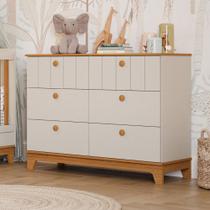 Cômoda de Bebê Biscoito 6 Gavetas 100% Mdf Off White/Nature - Permóbili