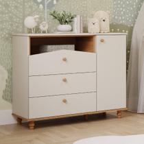 Cômoda de Bebê com 3 Gavetas 1 Porta Picolé Espresso Móveis Off White/Nature