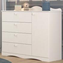 Cômoda de Bebê Encanto 1 Porta 4 Gavetas 100% Mdf Branco - Permóbili