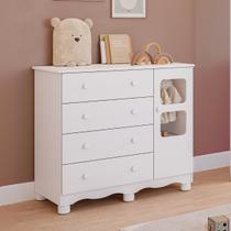 Cômoda de Bebê Infantil 1 Porta com Janela 4 Gavetas 100% MDF Uli
