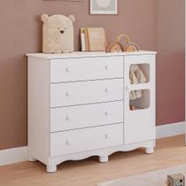 Cômoda de Bebê Infantil 1 Porta com Janela 4 Gavetas 100 MDF Uli -