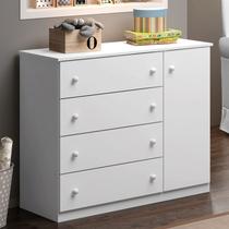 Cômoda de Bebê Infantil 4 Gavetas 1 Porta 100% MDF Elisa