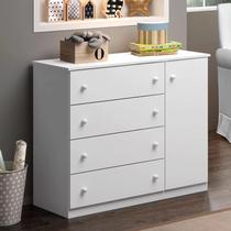 Cômoda de Bebê Infantil 4 Gavetas 1 Porta Helena