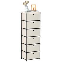 Cômoda de gavetas de armazenamento LUKYTOWER pequena com 6 gavetas pretas