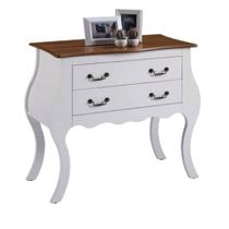 Cômoda De Madeira 2 Gav Bombê Branco com Imbúia