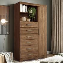 Cômoda de Madeira 6 Gavetas 1 Porta Com Pés Marabá Santos Andirá Jatobá