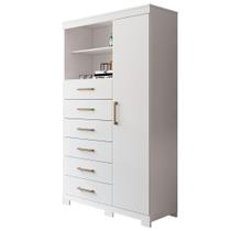 Cômoda De Madeira 6 Gavetas 1 Porta Marabá Santos Andirá Branco Cômoda De Madeira 6 Gavetas 1 Porta Marabá Santos Andirá Branco