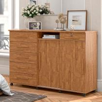 Cômoda de Madeira 6 Gavetas Rodizios Noce Max New Lukaliam Cômoda de Madeira 6 Gavetas Rodizios Noce Max New Lukaliam