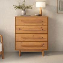 Cômoda de Madeira Alta 4 Gavetas Moderna 80 cm Freijó TECCA