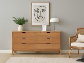 Cômoda de Madeira Maciça 6 Gavetas Grande