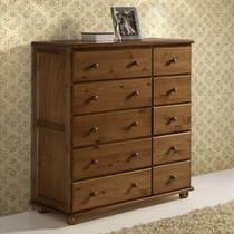 Cômoda de Madeira Maciça Berlim com 10 Gavetas Imbúia Claro Fosco Cômoda de Madeira Maciça Berlim com 10 Gavetas Imbúia Claro Fosco