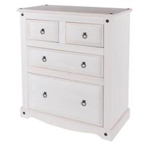 Cômoda de Madeira Maciça com 4 Gavetas Branco Lavado Cômoda de Madeira Maciça com 4 Gavetas Branco Lavado