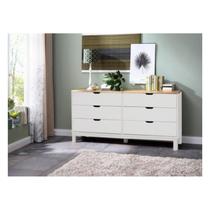 Cômoda de Madeira Maciça com 6 Gavetas Branco Lavado / Marrom Yucatan Cômoda de Madeira Maciça com 6 Gavetas Branco Lavado / Marrom Yucatan