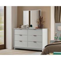 Cômoda de Quarto 1160 c/ 6 Gavetas c/ Espelho Branco/Courano Branco - Carraro