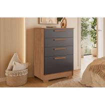 Cômoda de Quarto Aruba 4 Gavetas Jatobá/Grafite - Santos Andirá