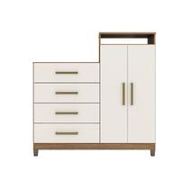 Cômoda de Quarto Áurea c/ 2 Portas 4 Gavetas e Pés Amendola/Off White - Demóbile