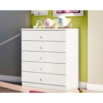 Cômoda de Quarto Bala Menta c/ 5 Gavetas Branco - Henn