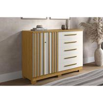 Cômoda de Quarto Bella c/ 2 Portas e 5 Gavetas Cinamomo/Off White - ACP