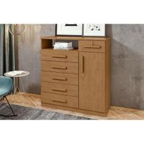 Cômoda de Quarto Da Vinci New c/ 1 Porta 1 Nicho e 6 Gavetas Rovere/Amêndoa - Lopas Cômoda de Quarto Da Vinci New c/ 1 Porta 1 Nicho e 6 Gavetas Rovere/Amêndoa - Lopas