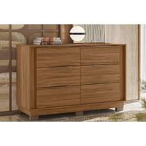 Cômoda de Quarto Giardino c/ 6 Gavetas e Pés Nogueira Touch - Demóbile