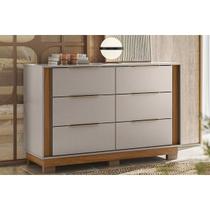 Cômoda de Quarto Giardino c/ 6 Gavetas e Pés Nogueira Touch/Nude Prime - Demóbile