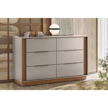 Cômoda de Quarto Giardino c/ 6 Gavetas Nogueira Touch/Nude Prime - Demóbile