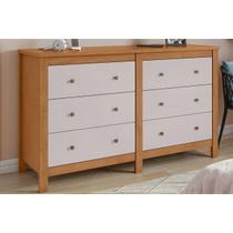 Cômoda de Quarto Horizontal Maggiore c/ 6 Gavetas Amêndoa/Off White - Lopas Cômoda de Quarto Horizontal Maggiore c/ 6 Gavetas Amêndoa/Off White - Lopas