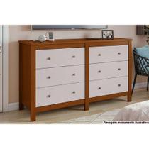 Cômoda de Quarto Horizontal Maggiore c/ 6 Gavetas Frassino/Off White - Lopas