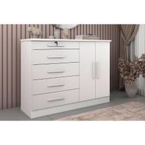 Cômoda de Quarto Istambul 2 Portas e 5 Gavetas Neve - Tcil Móveis