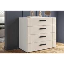 Cômoda de Quarto Lisboa c/ 4 Gavetas Branco/Creme - Politorno