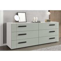 Cômoda de Quarto Lisboa c/ 6 Gavetas Branco/Verde - Politorno