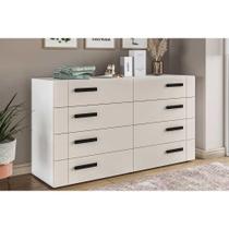 Cômoda de Quarto Lisboa c/ 8 Gavetas Branco/Creme - Politorno