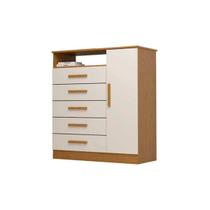 Cômoda de Quarto Madri c/ 1 Porta 1 Nicho e 5 Gavetas Cinamomo/Off White - ACP Cômoda de Quarto Madri c/ 1 Porta 1 Nicho e 5 Gavetas Cinamomo/Off White - ACP
