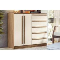Cômoda de Quarto Malaga 2.5 2 Portas e 5 Gavetas jatoba/Areia - Santos Andirá