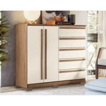 Cômoda de Quarto Málaga Gold 2 Portas e 5 Gavetas c/ Pés jatoba/Areia - Santos Andirá