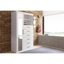 Cômoda de Quarto Marabá 1.6 1 Porta + 2 Nichos e 6 Gavetas c/ Espelho Branco - Santos Andirá