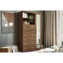 Cômoda de Quarto Marabá 1.6 c/ 1 Porta 2 Nichos e 6 Gavetas c/ Espelho e Pés Jatoba - Santos Andirá