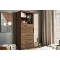 Cômoda de Quarto Marabá 1.6 c/ 1 Porta 2 Nichos e 6 Gavetas c/ Espelho Jatoba - Santos Andirá